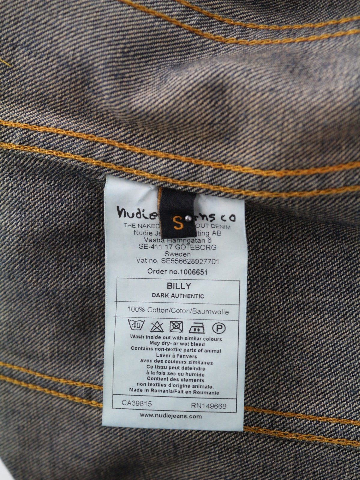 NUDIE JEANS Billy Dark Authentic vyriški mėlyni džinsiniai polo marškinėliai be pamušalo. 