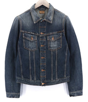 NUDIE JEANS Billy Dark Authentic Men's M Blue Polo Denim Regular Jacket