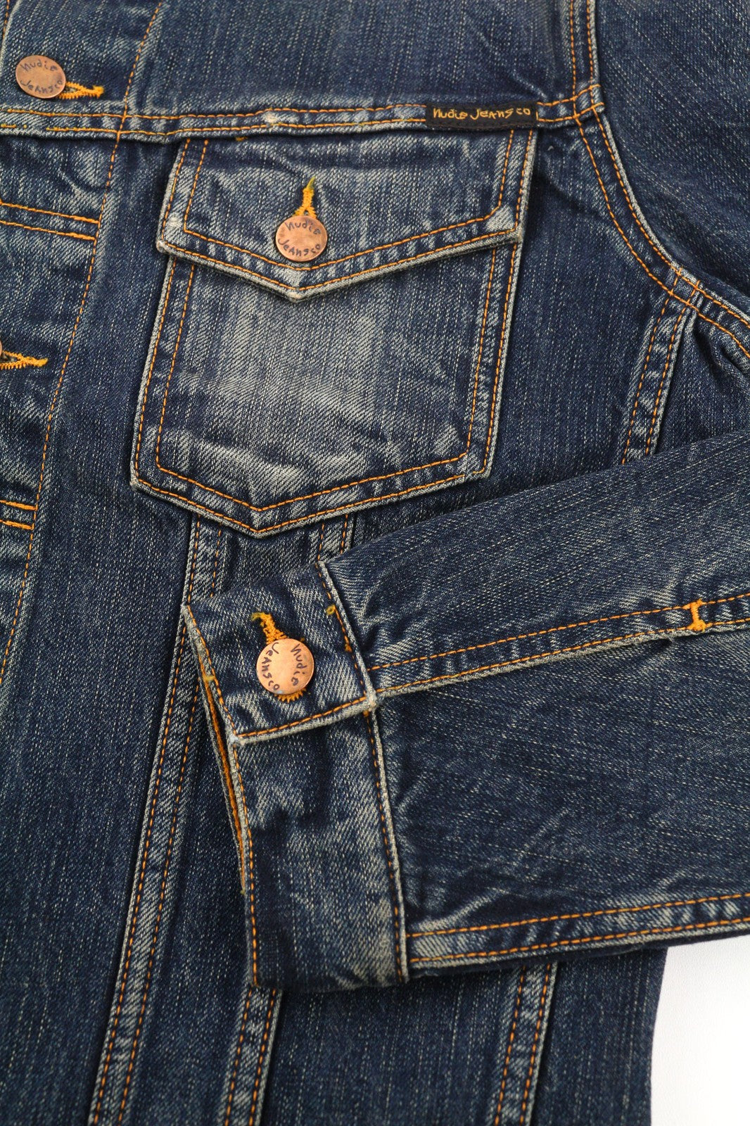 NUDIE JEANS Billy Dark Authentic Men's M Blue Polo Denim Regular Jacket