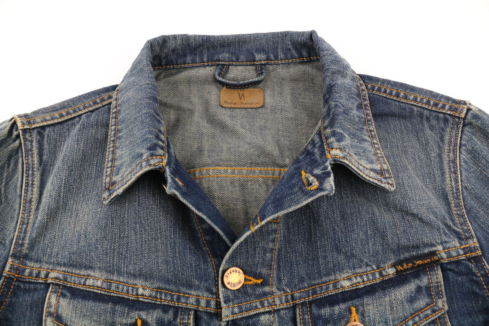 NUDIE JEANS Billy Dark Authentic Men's S Faded Button Denim Jacket