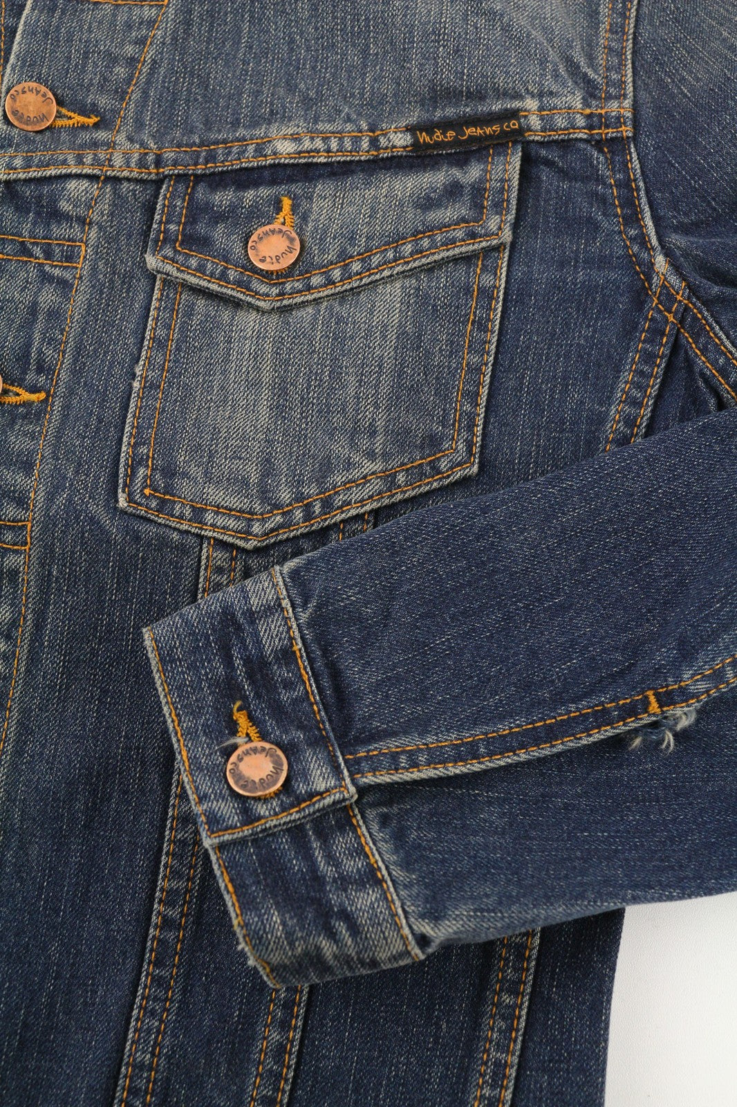 NUDIE JEANS Billy Dark Authentic Men's S Faded Button Denim Jacket