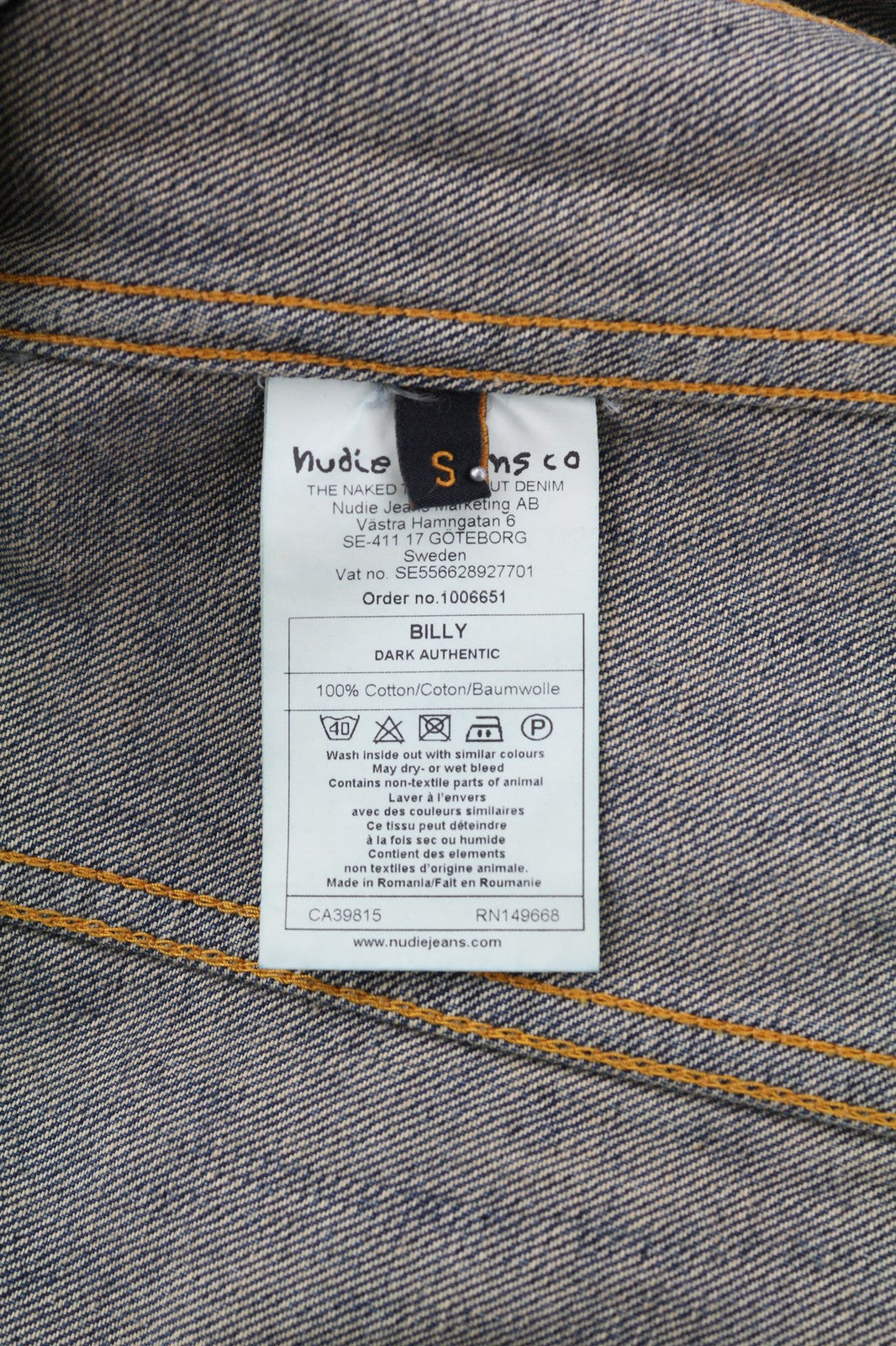 NUDIE JEANS Billy Dark Authentic Men's S Faded Button Denim Jacket