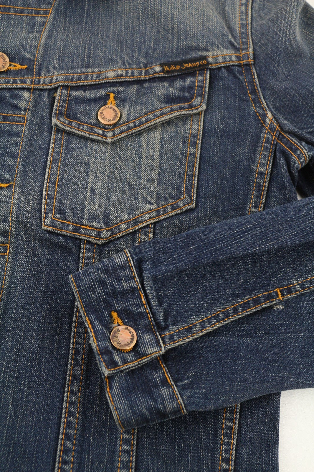 NUDIE JEANS Billy Dark Authentic Men's S Denim Faded Polo Button