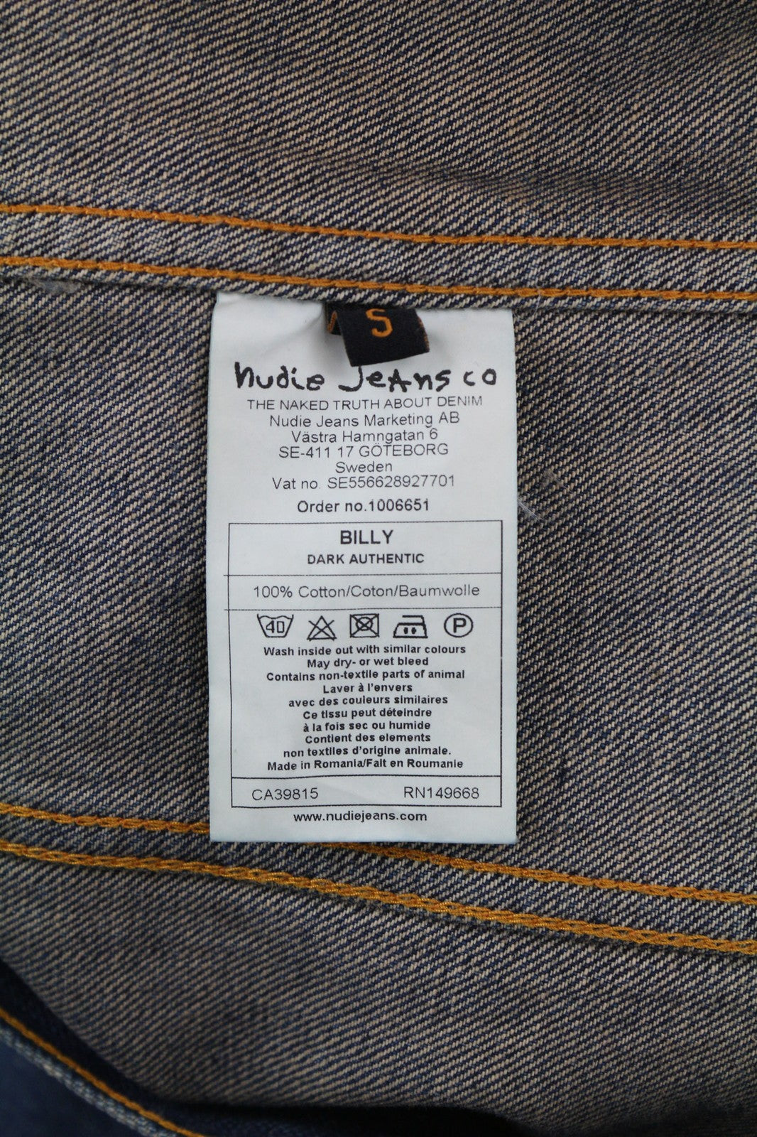 NUDIE JEANS Billy Dark Authentic Men's S Denim Faded Polo Button