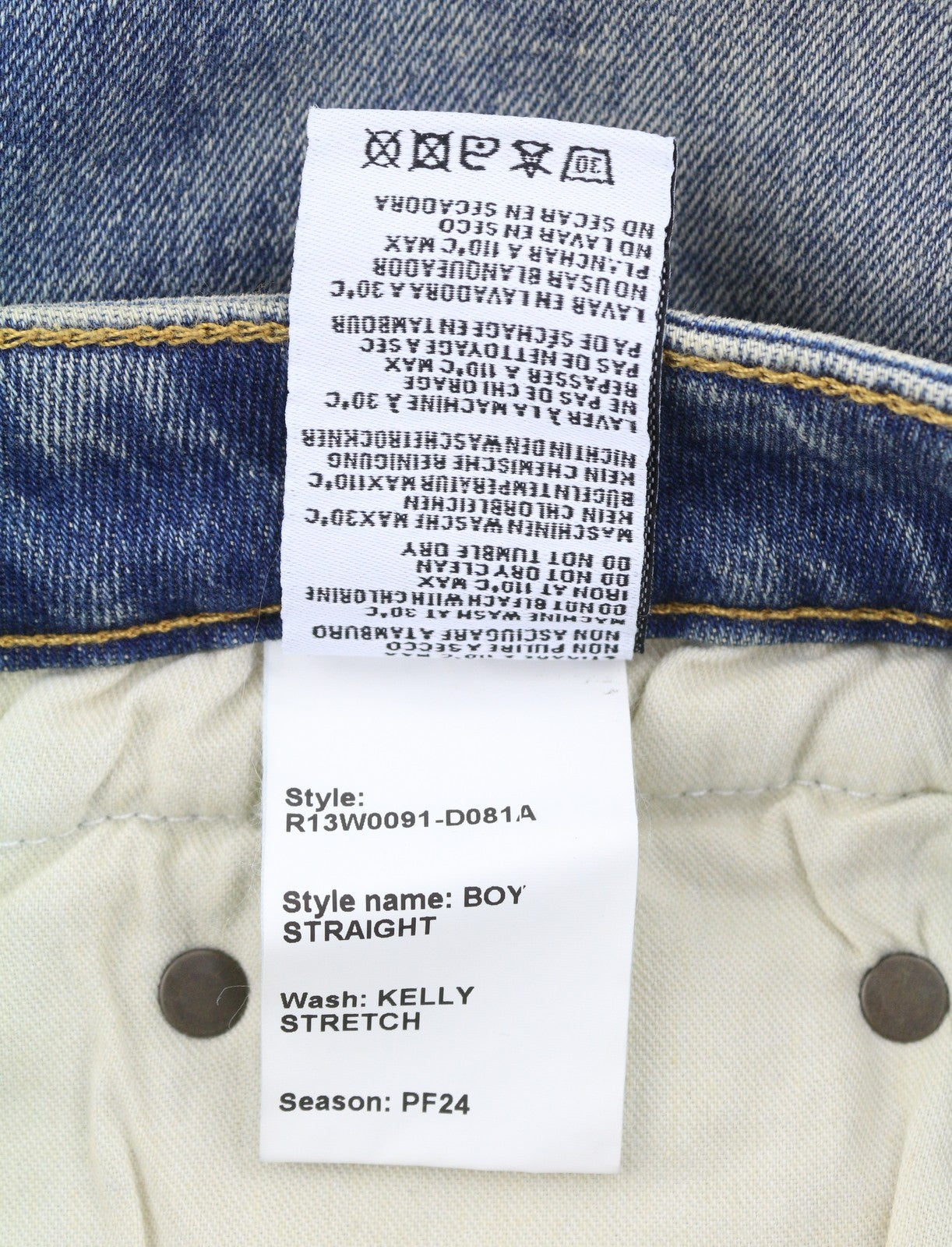 R13 Boy Straight Women Jeans 29 Kelly Stretch Cropped Zip Fly Faded Blue RRP699