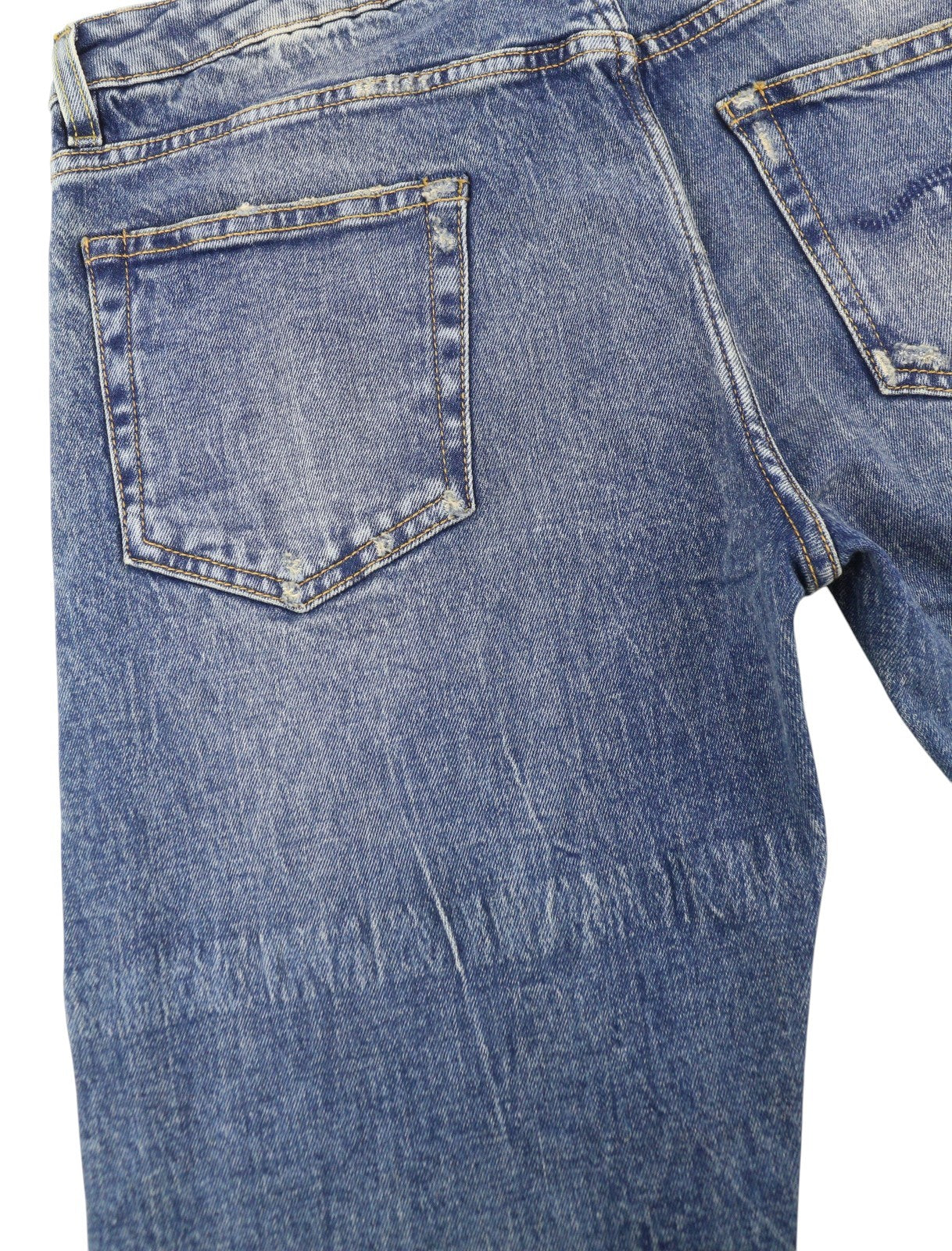 R13 Boy Straight Women Jeans 29 Kelly Stretch Cropped Zip Fly Faded Blue RRP699