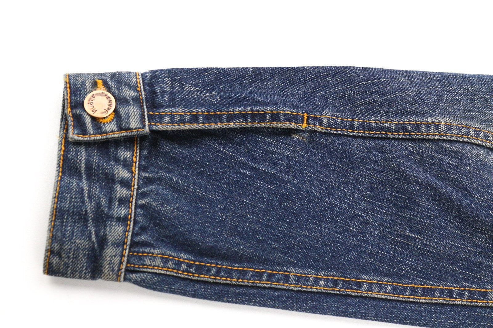 NUDIE JEANS Billy Dark Authentic Men's S Blue Logo Faded Denim Jacket