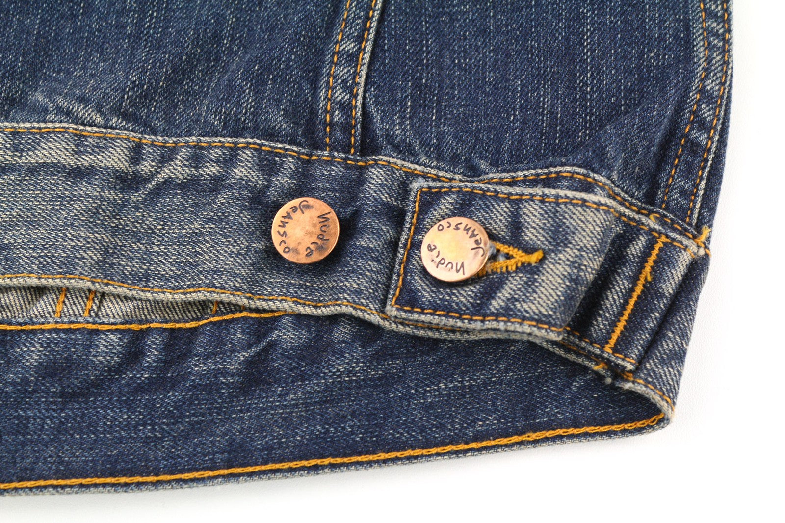 NUDIE JEANS Billy Dark Authentic Men's S Blue Logo Faded Denim Jacket