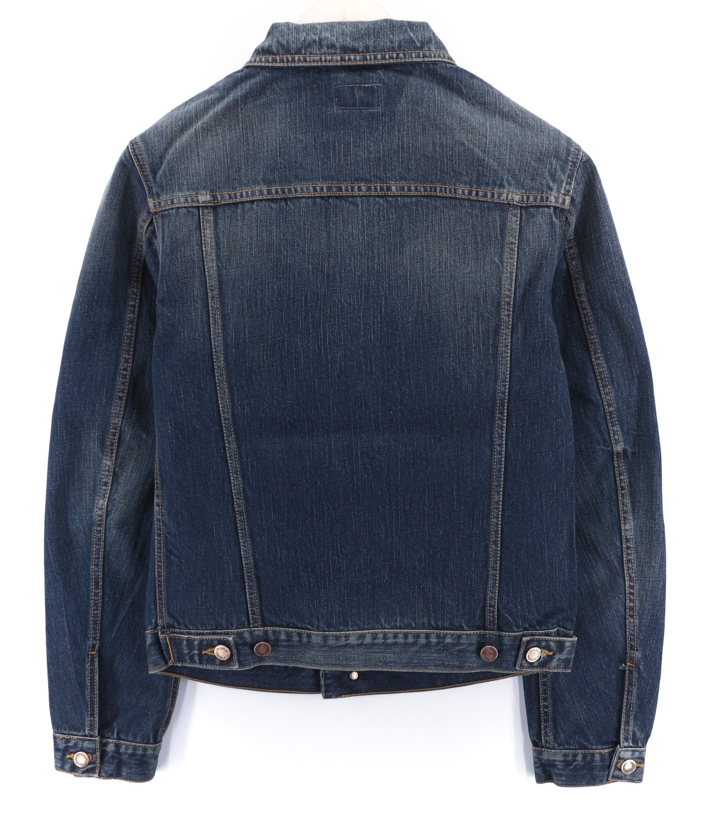 NUDIE JEANS Billy Dark Authentic Men's S Faded Blue Polo Unlined Logo