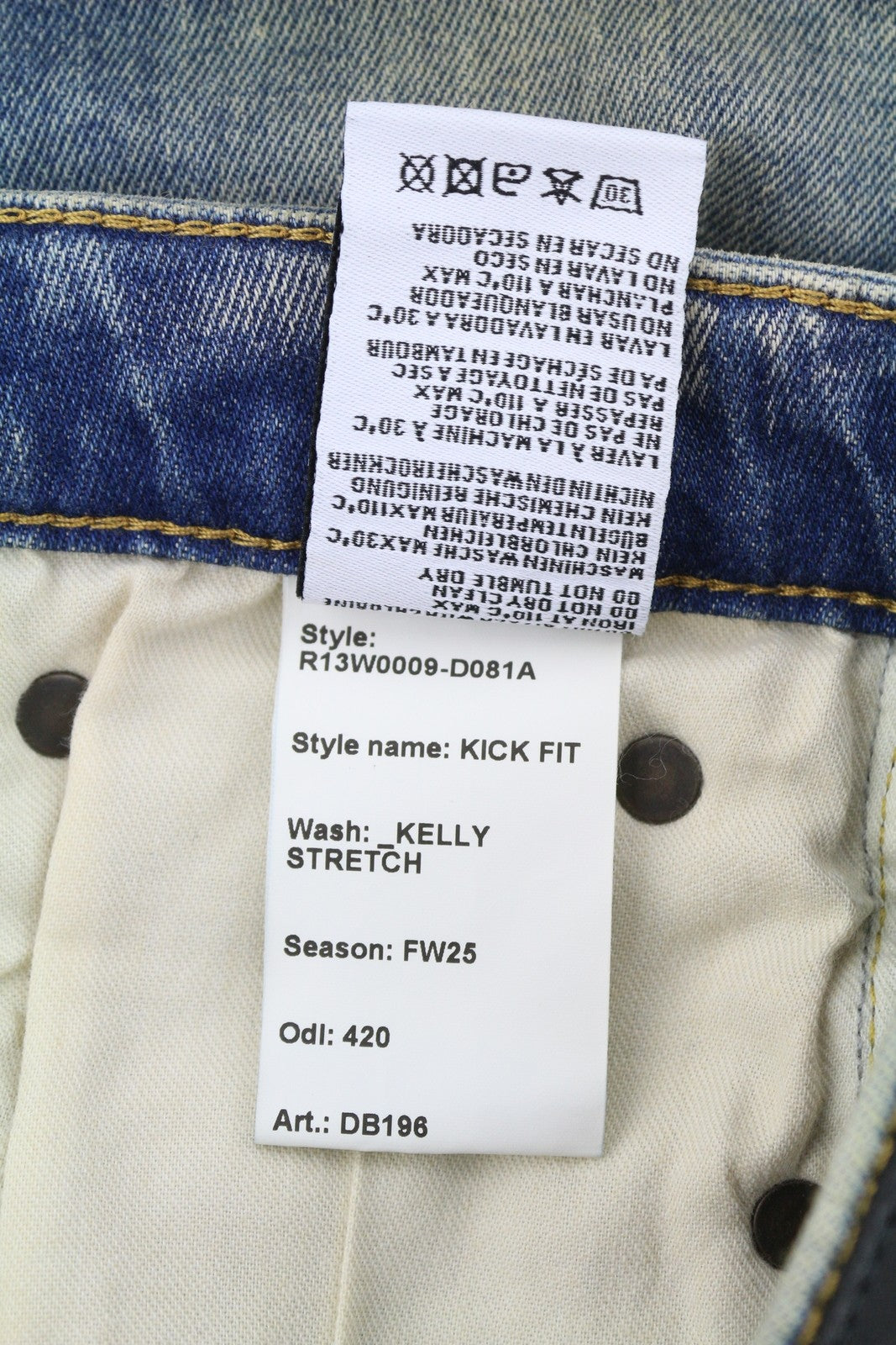 R13 Kick Fit Women Jeans 24 Kelly Stretch Flare Cropped Faded Blue FW25 RRP699