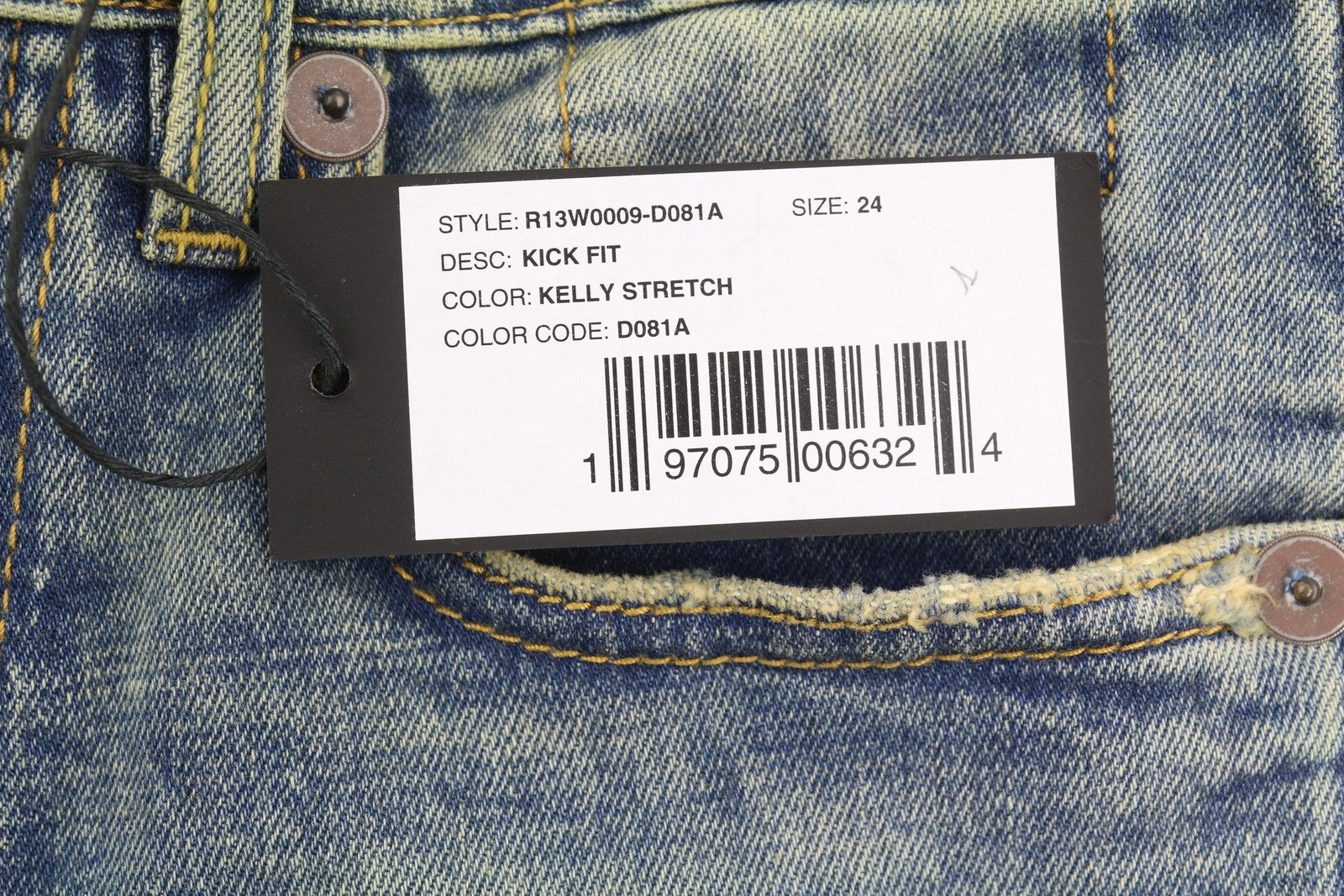 R13 Kick Fit Women Jeans 24 Kelly Stretch Flare Cropped Faded Blue FW25 RRP699