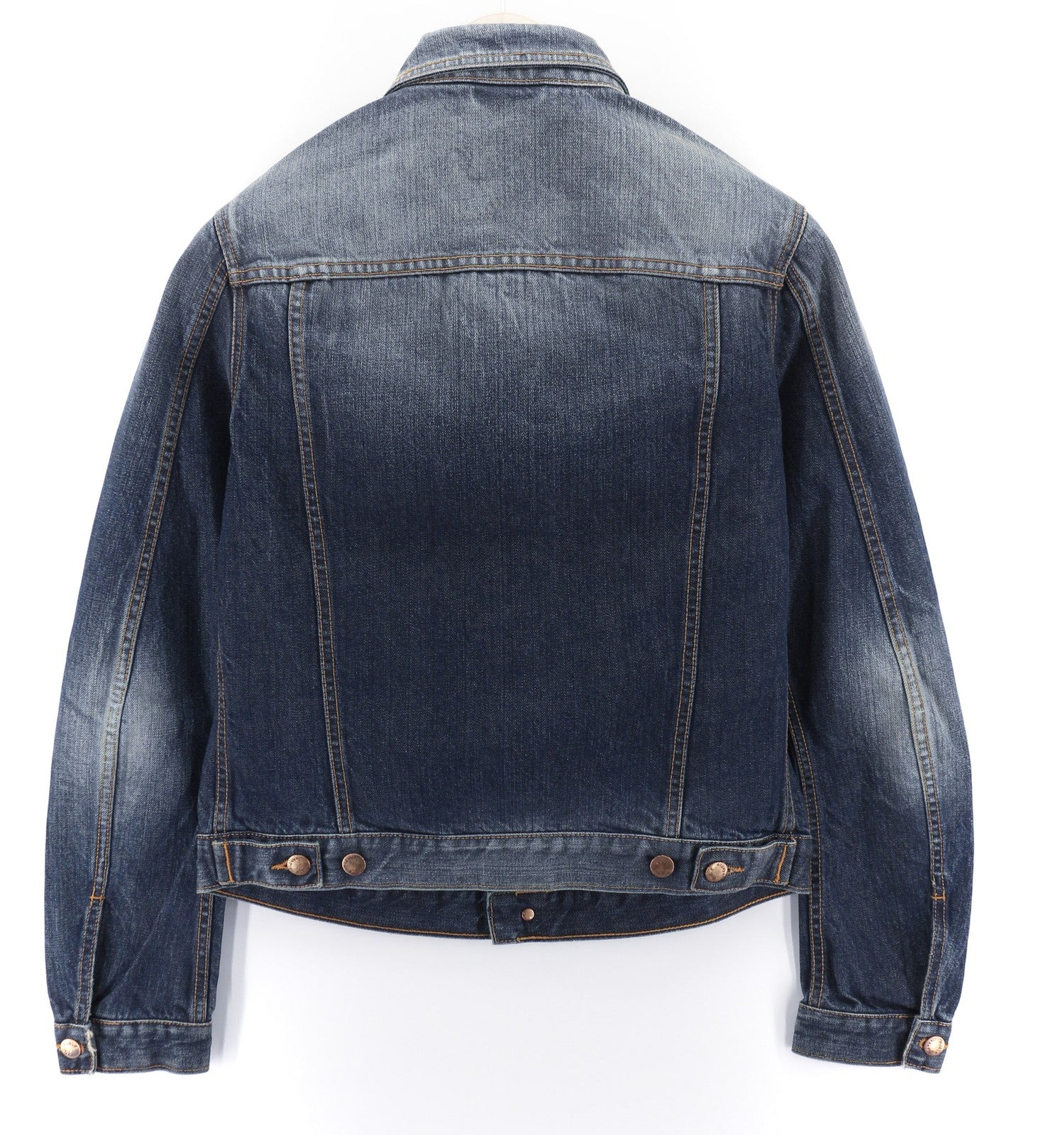 NUDIE JEANS Terry Org. Contrast Men's S Blue Faded Denim Polo Jacket