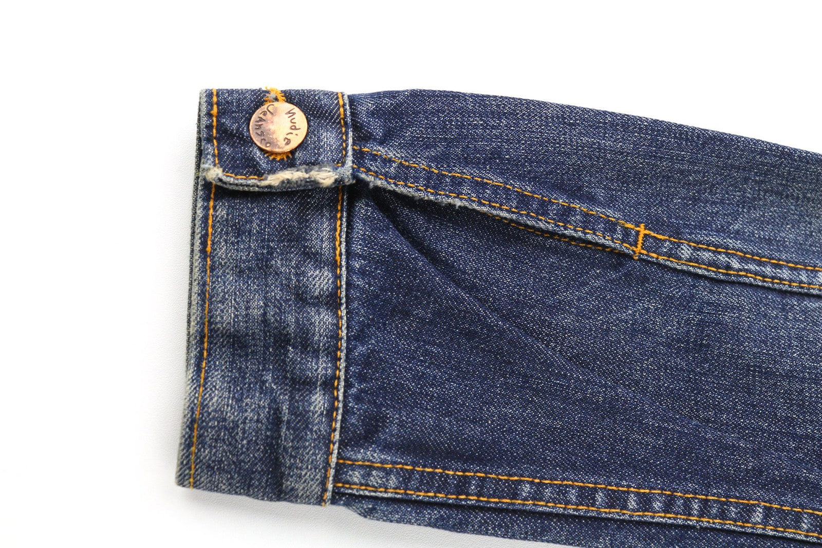 NUDIE JEANS Terry Org. Contrast Men's S Blue Faded Denim Polo Jacket