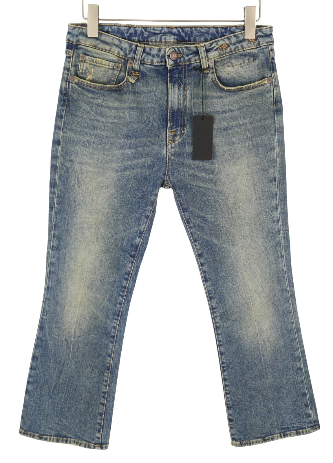 R13 Kick Fit Women Jeans 30 Kelly Stretch Flare Cropped Faded Blue FW25 RRP699