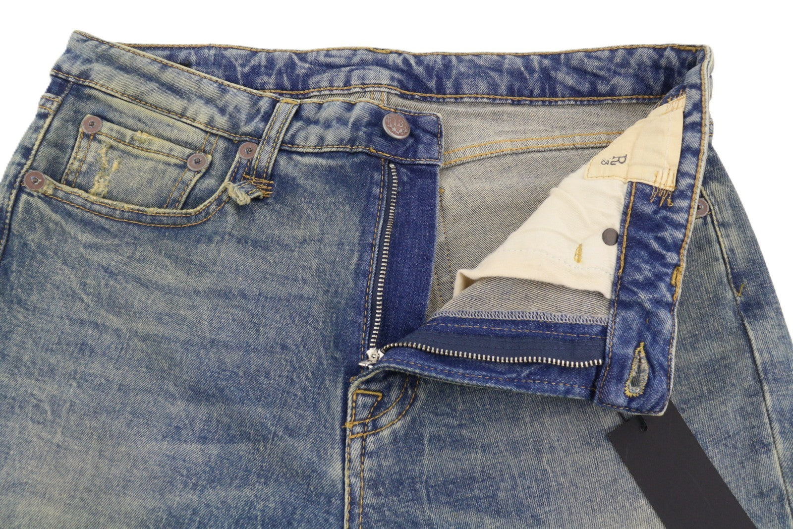 R13 Kick Fit moteriški džinsai, 30 Kelly tamprūs, platėjantys, trumpi, išblukintos mėlynos spalvos, FW25, RRP699 