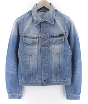 NUDIE JEANS Perry Org. Summer Shade Men's S Blue Polo Cotton Denim