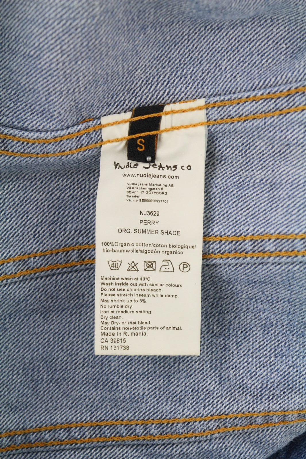 NUDIE JEANS Perry Org. Summer Shade Men's S Blue Polo Cotton Denim