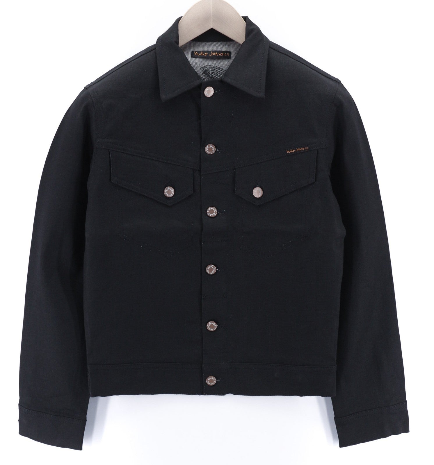 NUDIE JEANS Conny Stretch Dry Black Coated Men's XS Polo Button Jacket