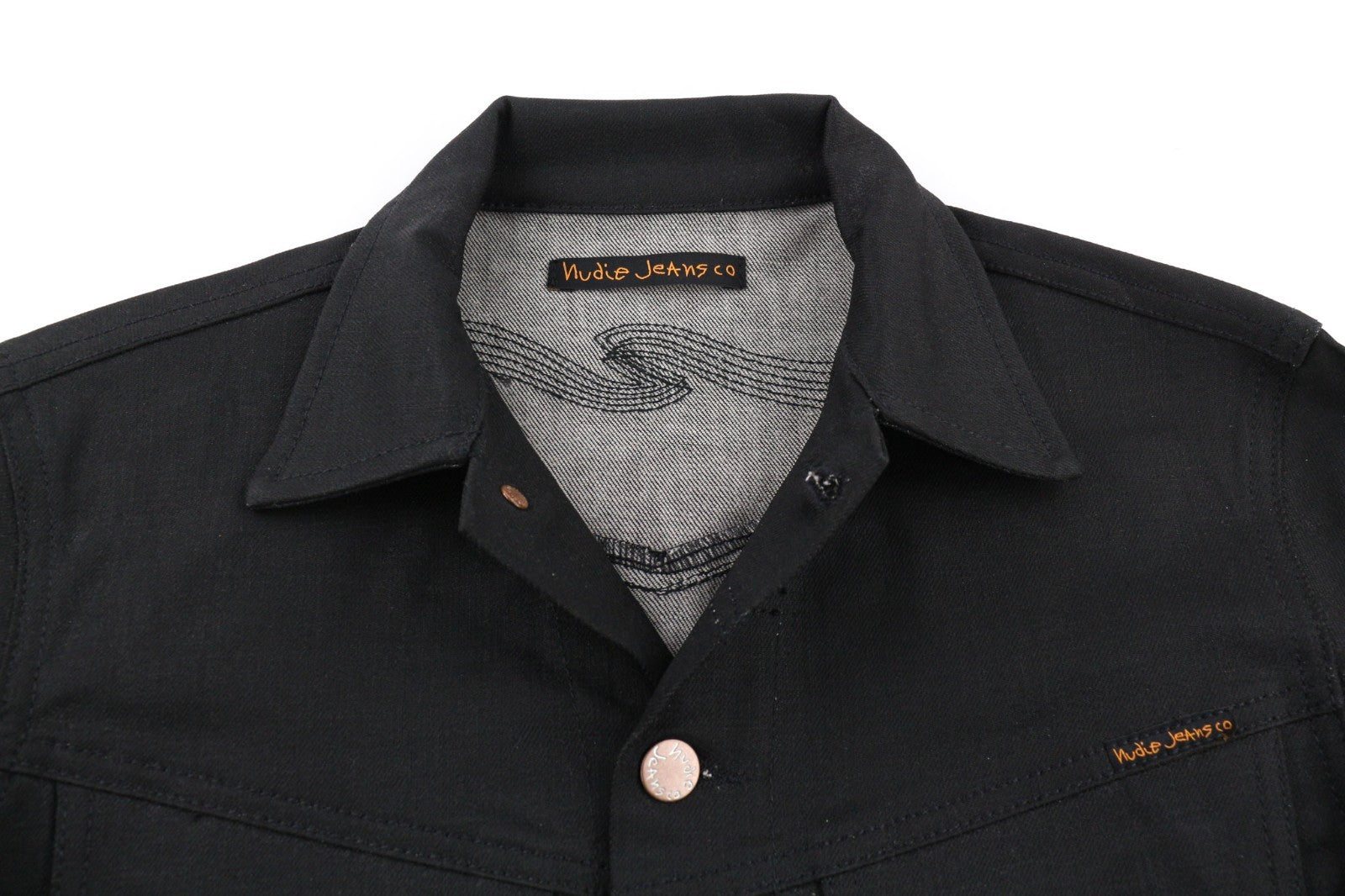 NUDIE JEANS Conny Stretch Dry Black Coated Men's XS Polo Button Jacket