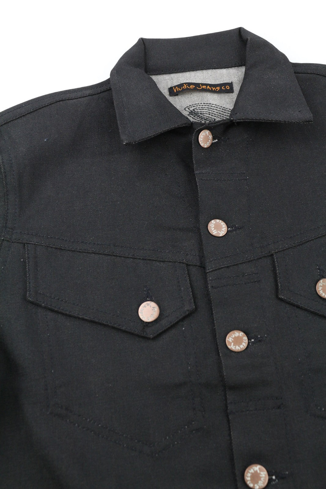 NUDIE JEANS Conny Stretch Dry juodi vyriški polo marškinėliai su XS dydžio džinsu ir kišenėmis 