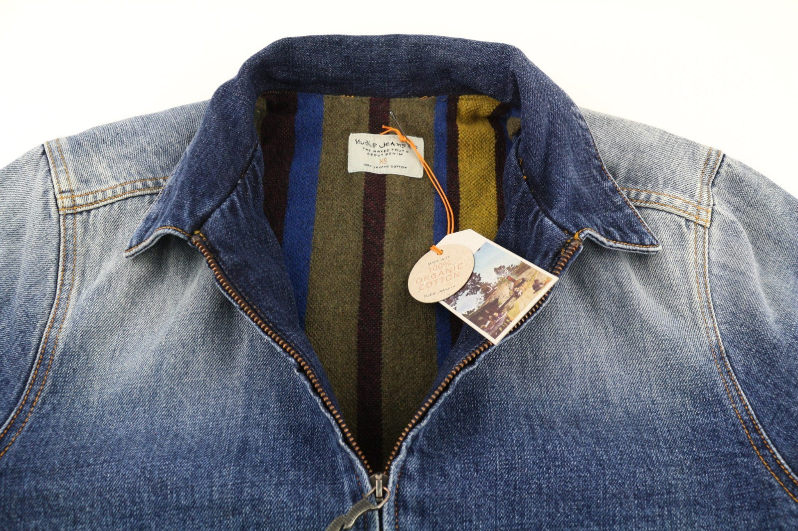 NUDIE JEANS Torkel Vintage Blue Men's XS Faded Polo Pockets Wool Jacket