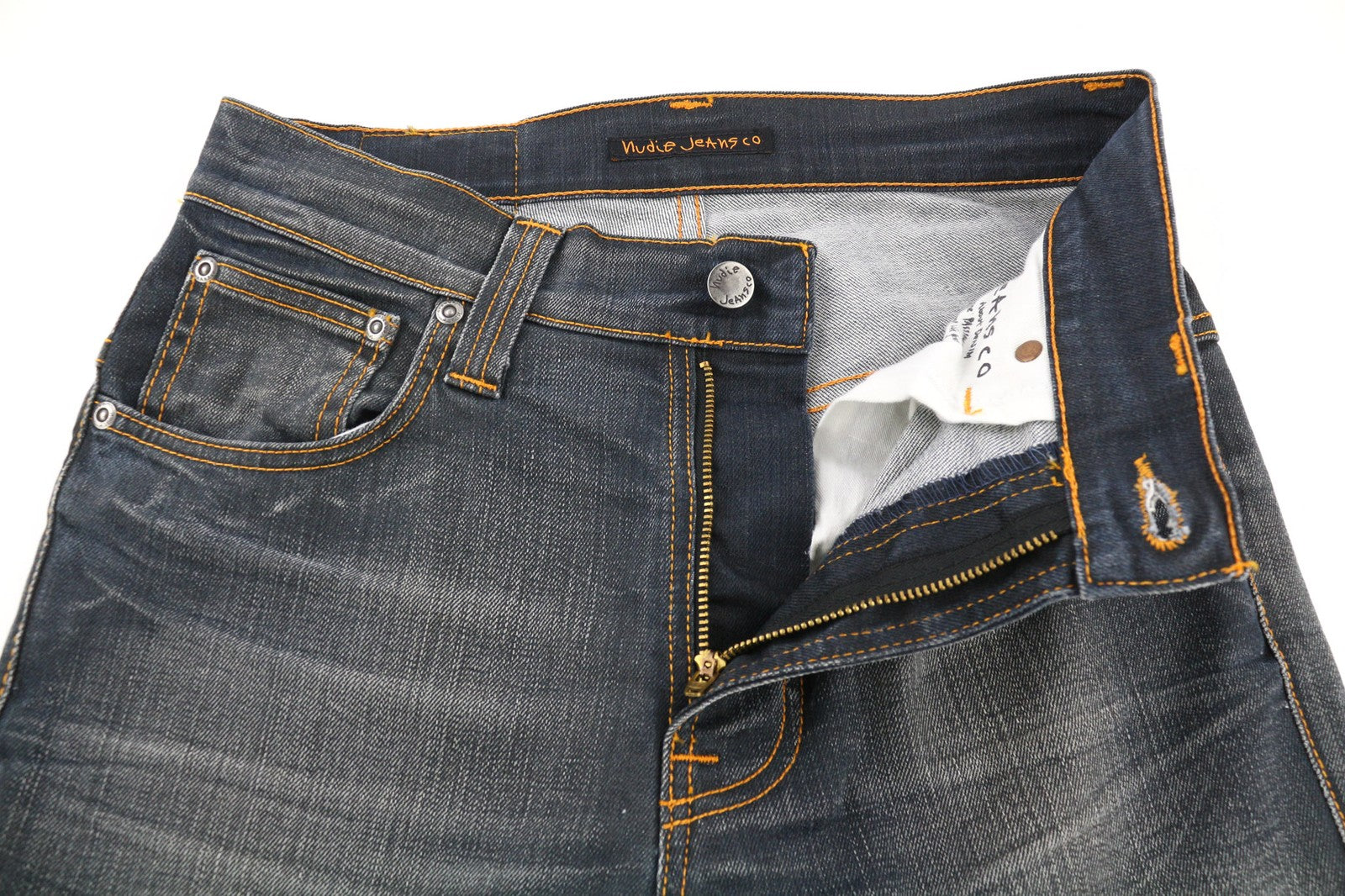 NUDIE JEANS Thin Finn Grey Authentique Used Men's W28/L34 Slim Faded Jeans