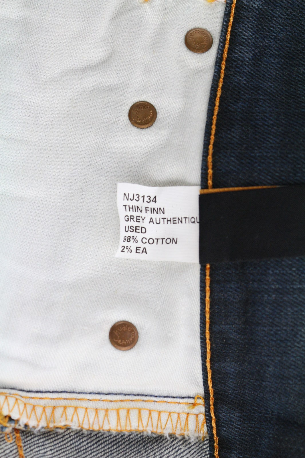 NUDIE JEANS Thin Finn Grey Authentique Used Men's W31/L34 Slim Zip Jeans