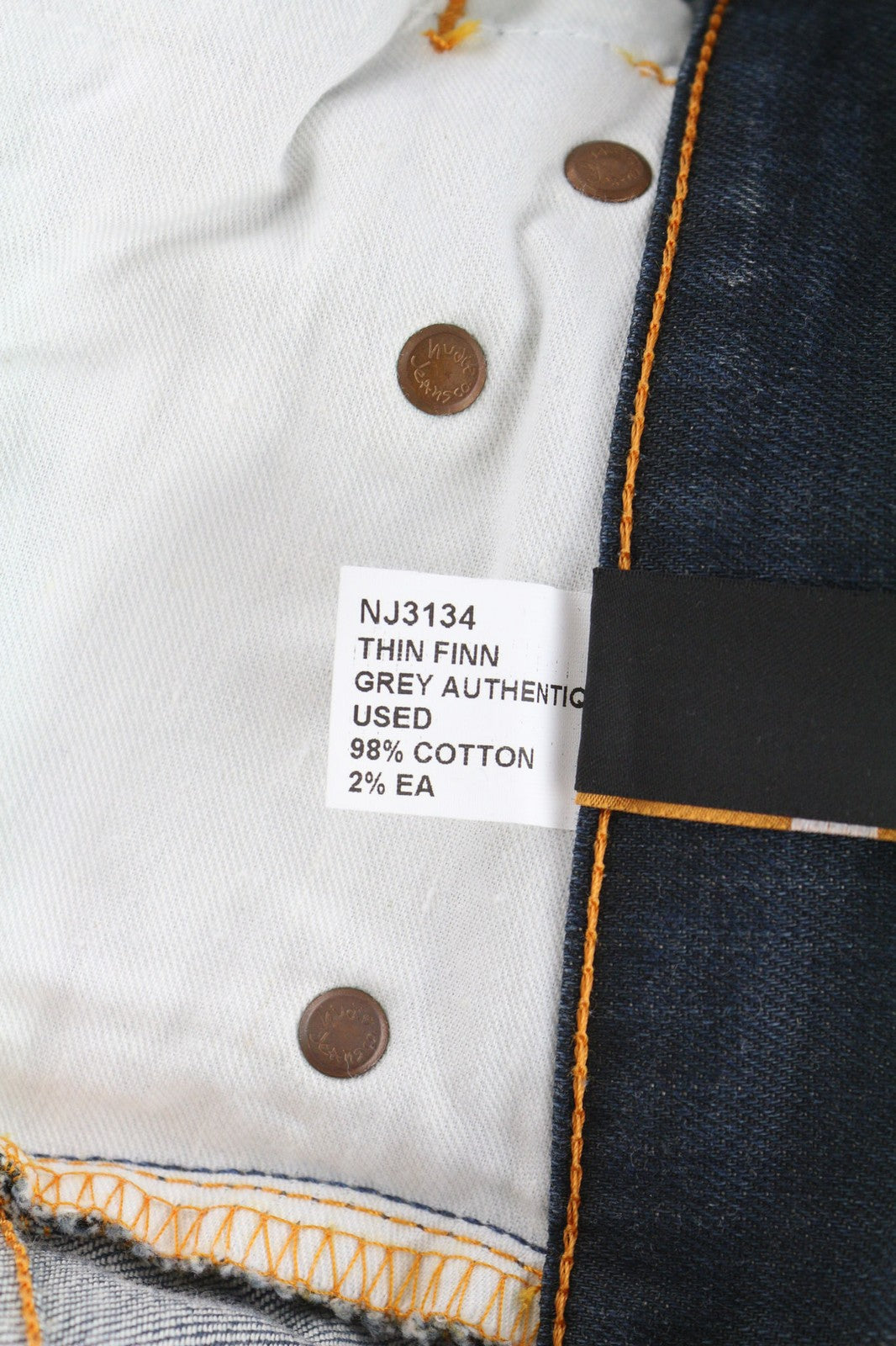 NUDIE JEANS Thin Finn Grey Authentique Used Men's W30/L34 Slim Zip Denim