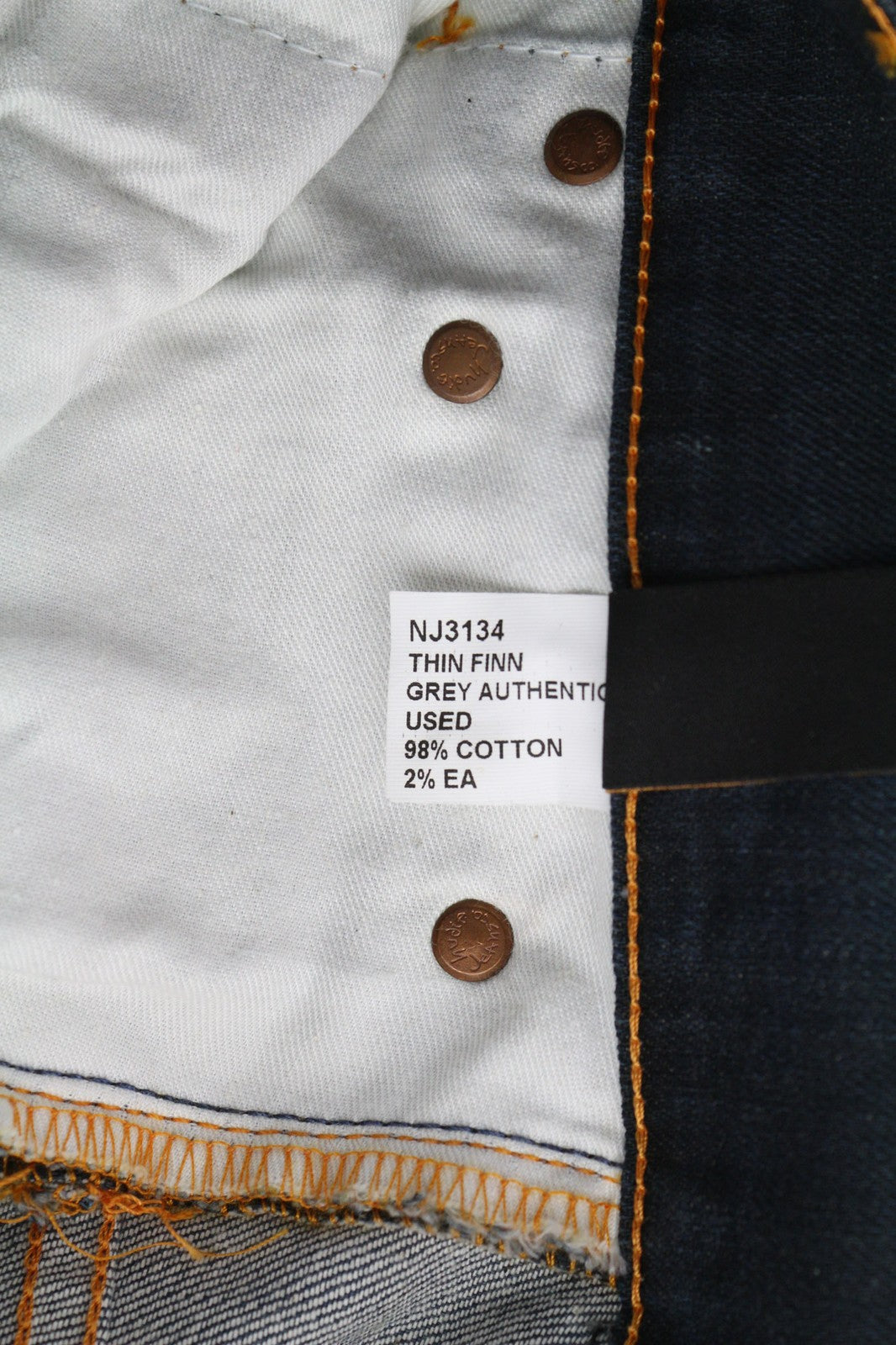 NUDIE JEANS Thin Finn Grey Authentique Used Men's W29/L32 Zip Pocket Jeans