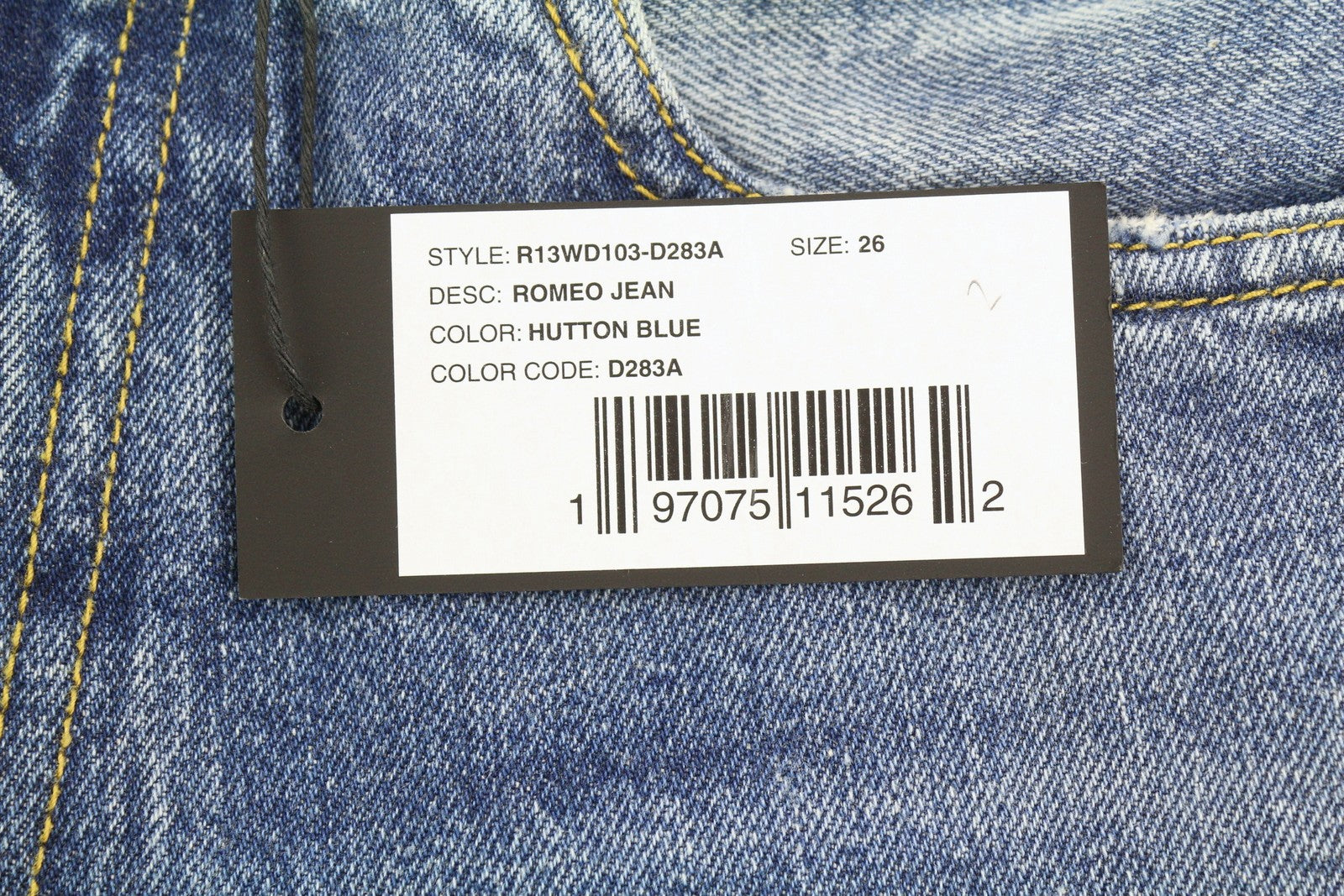 R13 Romeo Women Jeans 26 Hutton Blue Faded Denim Cropped Zip Fly FW25 RRP799