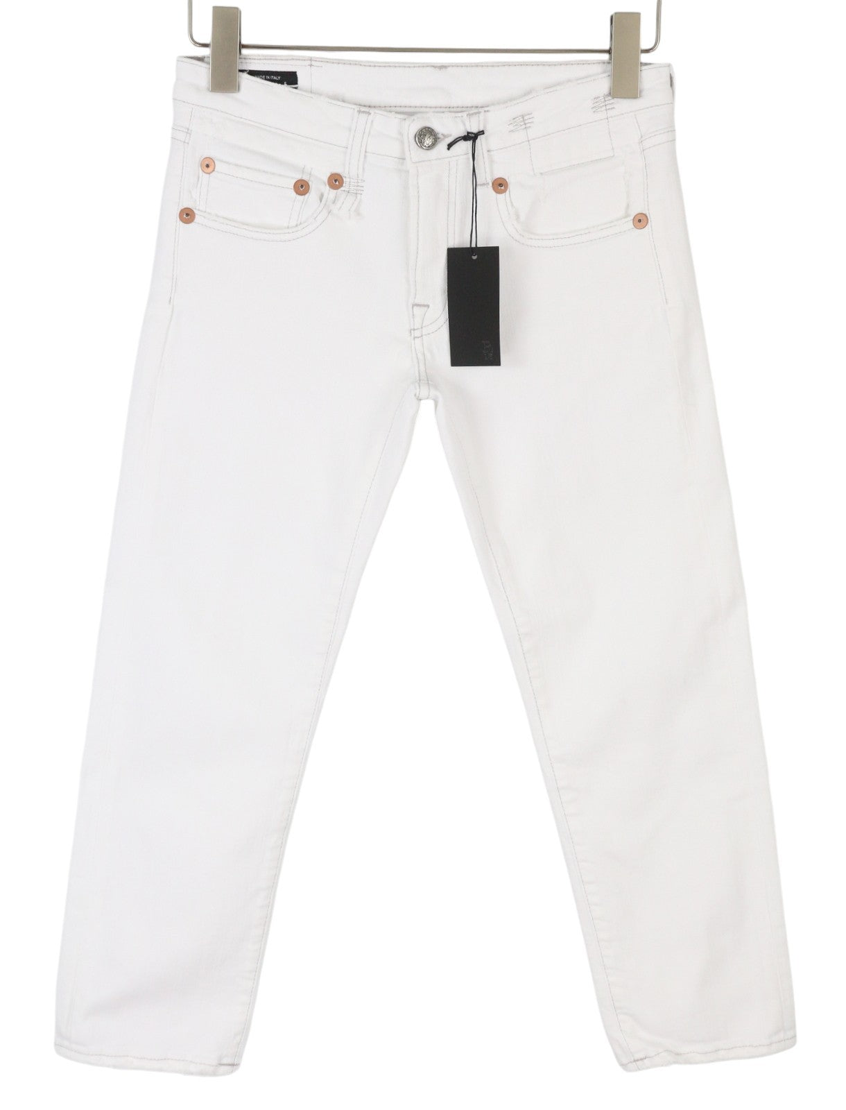 R13 Boy Straight Women Jeans 26 Bale White Cropped Ankle Zip Fly PS25 RRP499