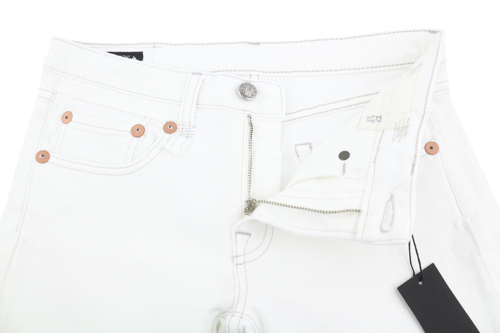 R13 Boy Straight Women Jeans 26 Bale White Cropped Ankle Zip Fly PS25 RRP499