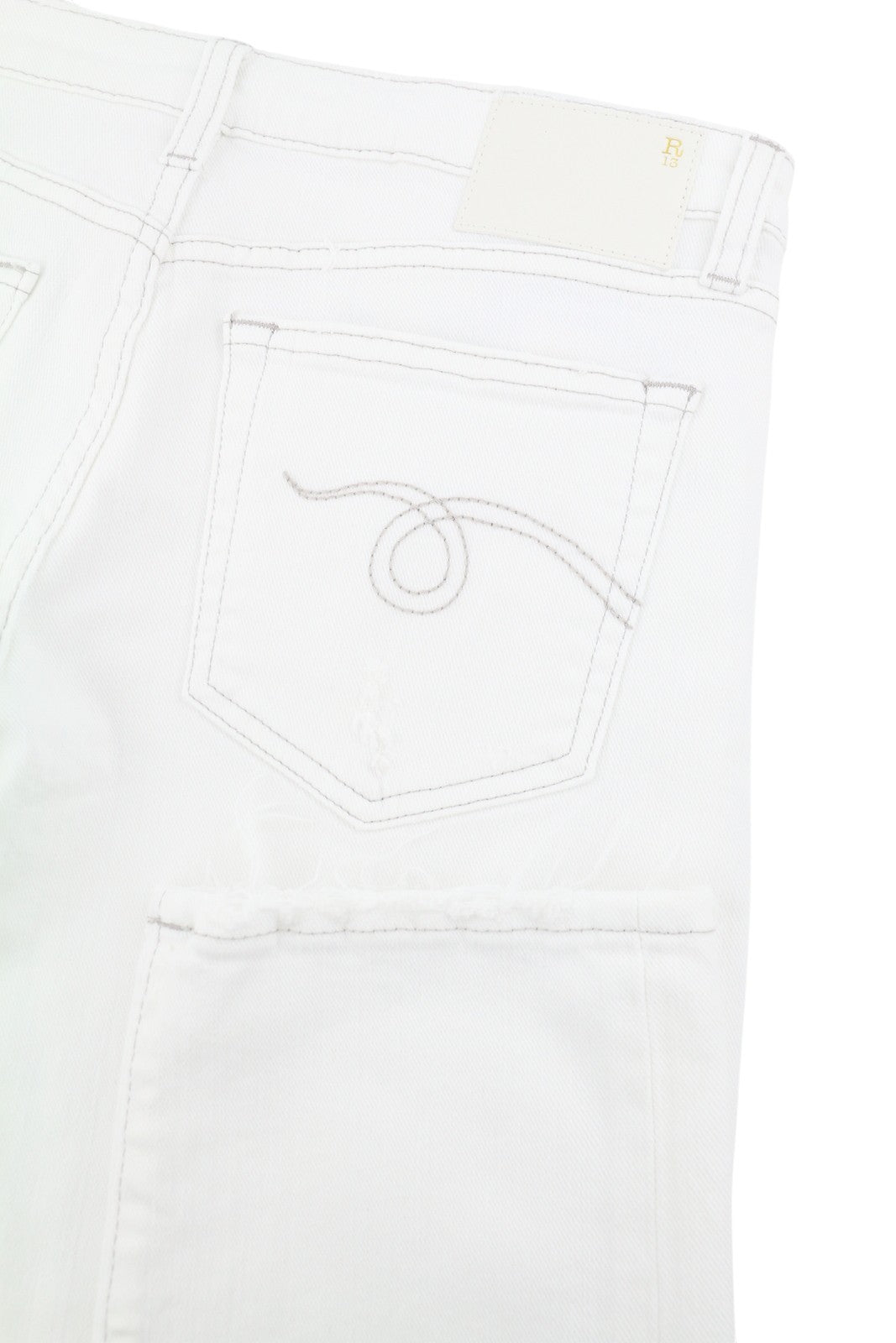 R13 Boy Straight Women Jeans 26 Bale White Cropped Ankle Zip Fly PS25 RRP499