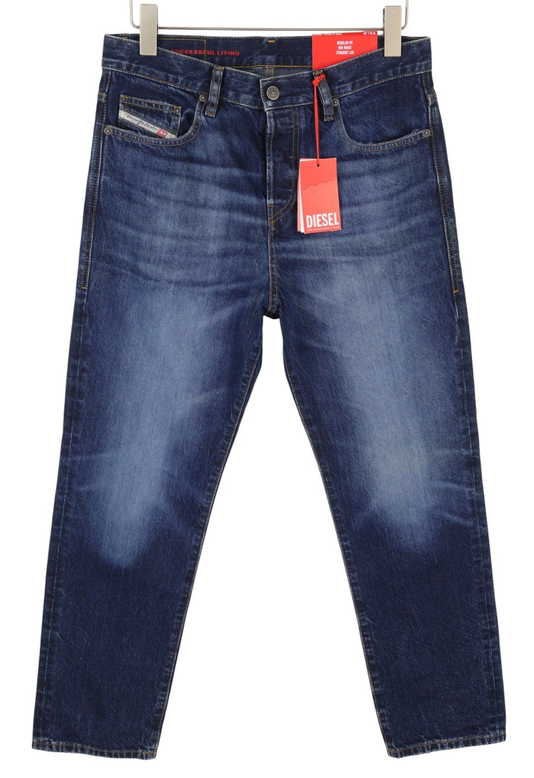 DIESEL 2020 D-Viker 09C64 Men Jeans W31/L30 Regular Fit Straight Leg Faded Blue