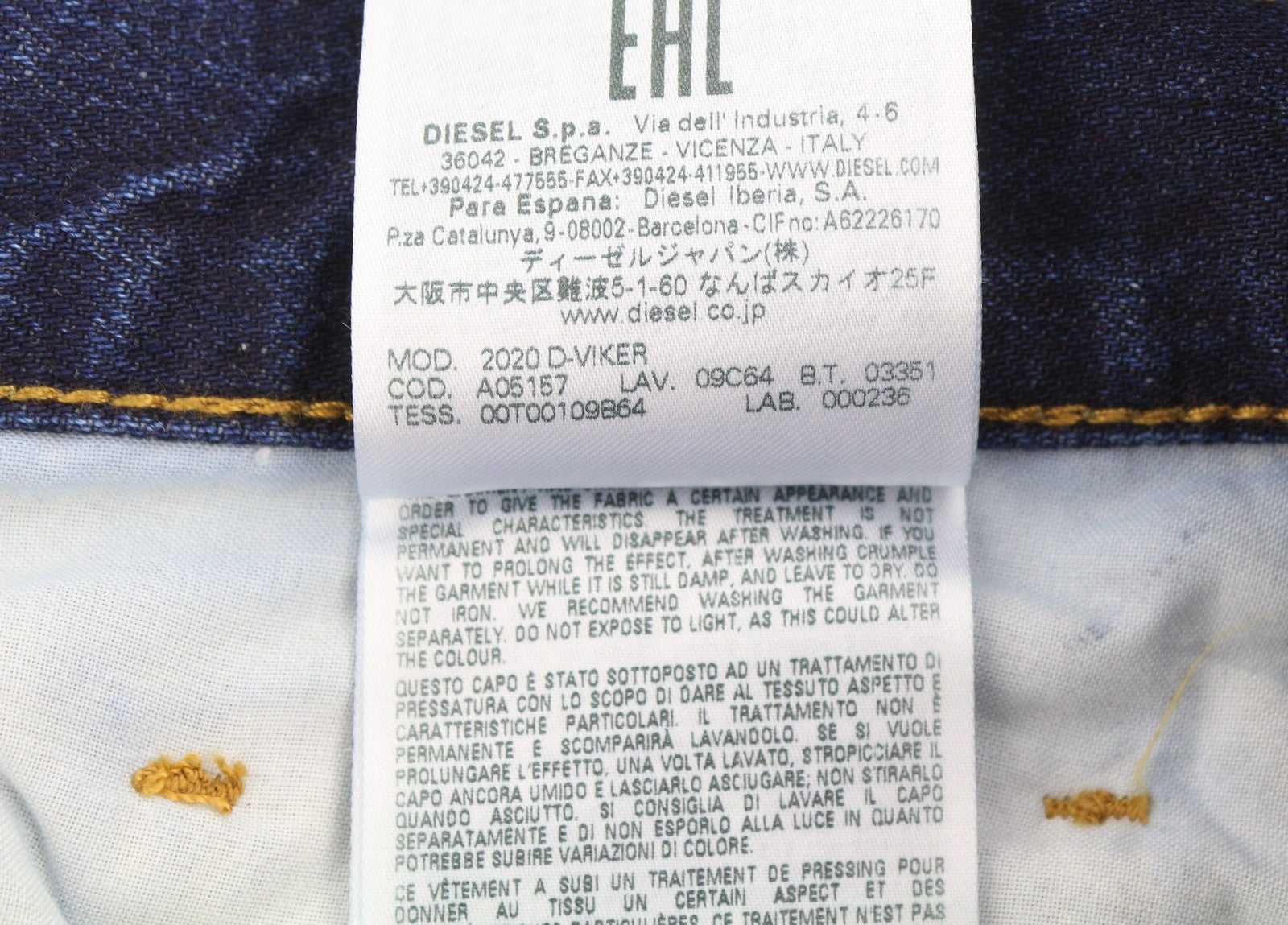 DIESEL 2020 D-Viker 09C64 Men Jeans W31/L30 Regular Fit Straight Leg Faded Blue