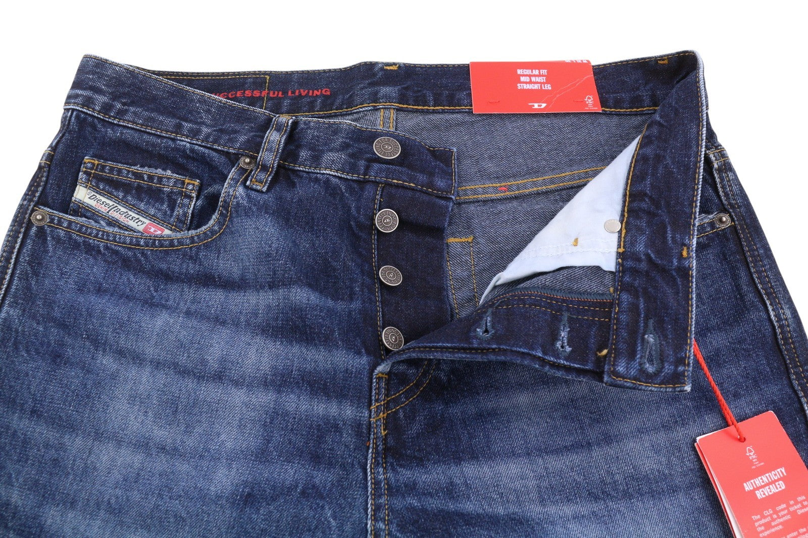 DIESEL 2020 D-Viker 09C64 Men Jeans W31/L30 Regular Fit Straight Leg Faded Blue