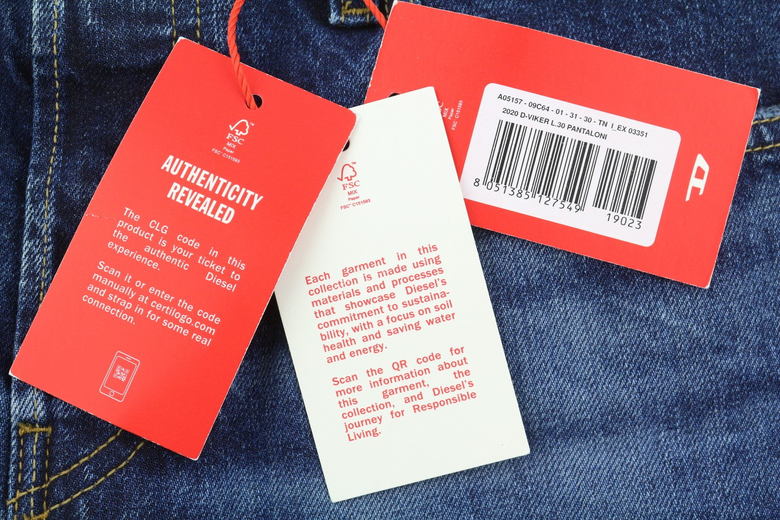 DIESEL 2020 D-Viker 09C64 Men Jeans W31/L30 Regular Fit Straight Leg Faded Blue