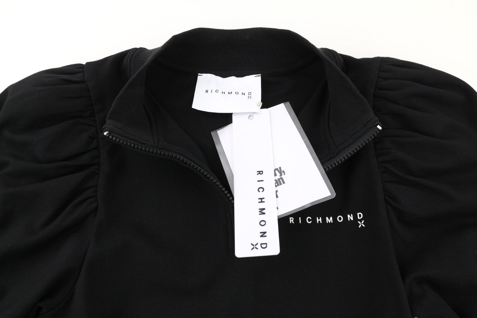 JOHN RICHMOND Women's Dress S Black Puff Long Sleeve Mock Neck Casual Logo