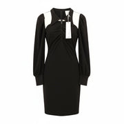 JOHN RICHMOND Women's Dress S Black Puff Sleeve Ruffle Polo Zip Mini Style