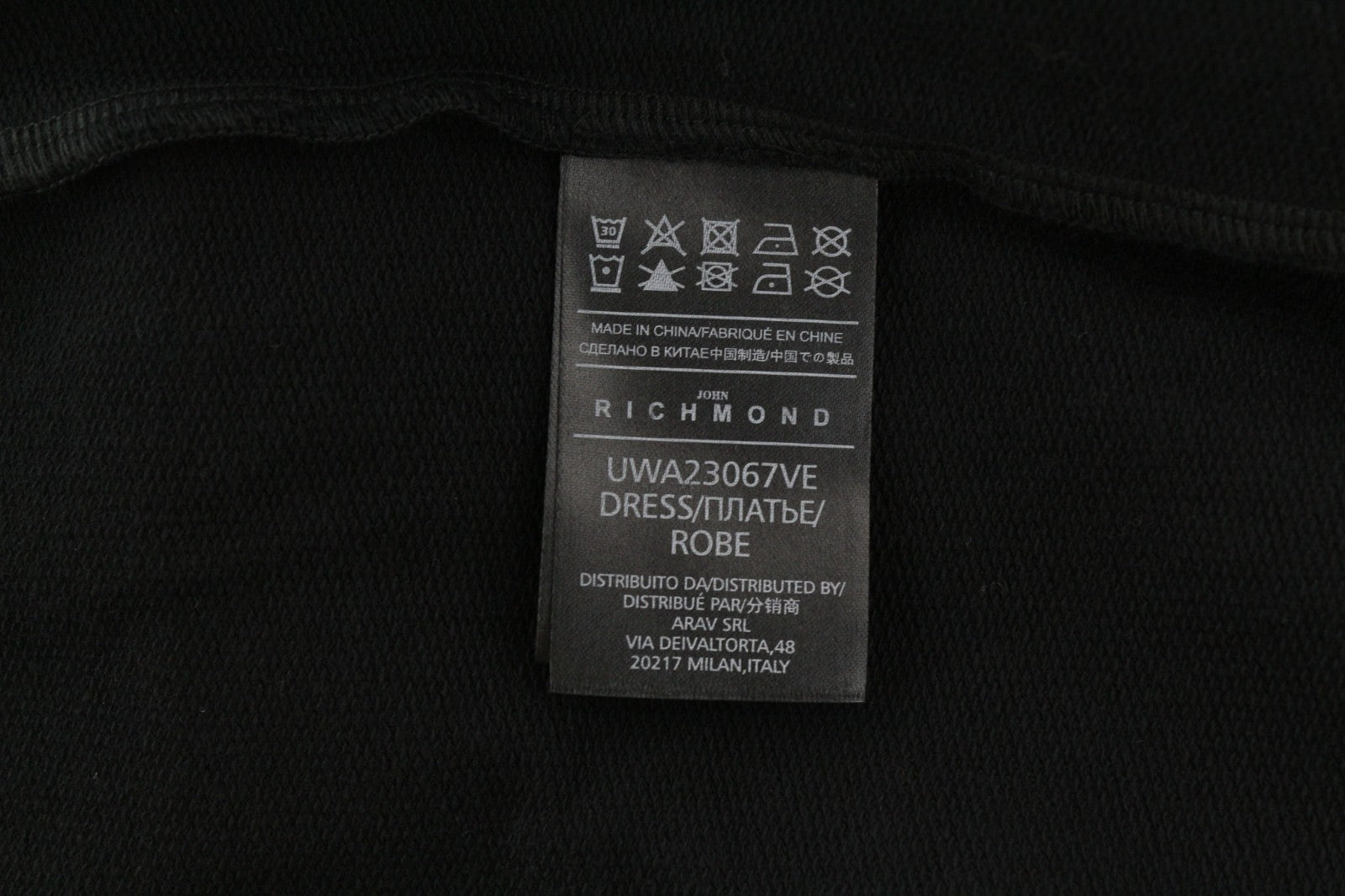 JOHN RICHMOND moteriška suknelė S juoda ilgomis rankovėmis, medvilninė, iki kelių, visiems metų laikams 