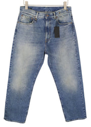 R13 Cuffed X-BF Women Jeans 28 Jasper Straight Fit Whiskers Faded Denim PF25