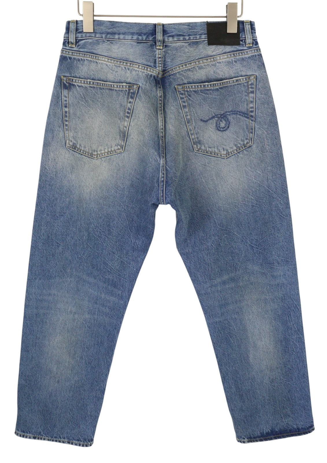 R13 Cuffed X-BF Women Jeans 28 Jasper Straight Fit Whiskers Faded Denim PF25