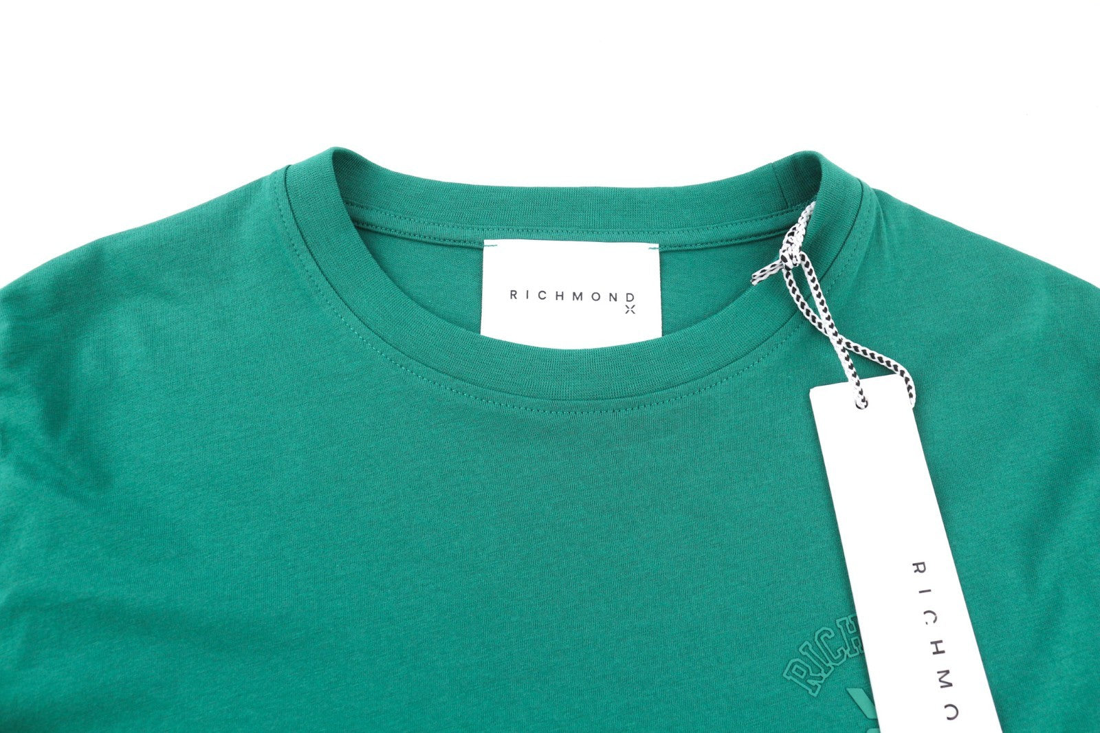 JOHN RICHMOND Men's T-Shirt M Green Crew Cotton Logo Short Sleeve All Seasons