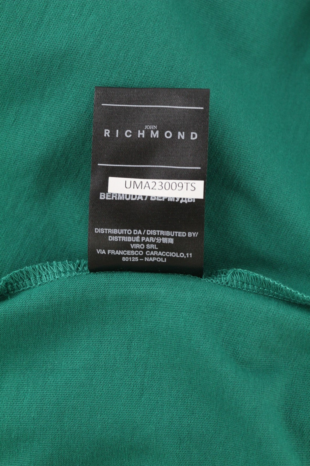 JOHN RICHMOND Men's T-Shirt M Green Crew Cotton Logo Short Sleeve All Seasons