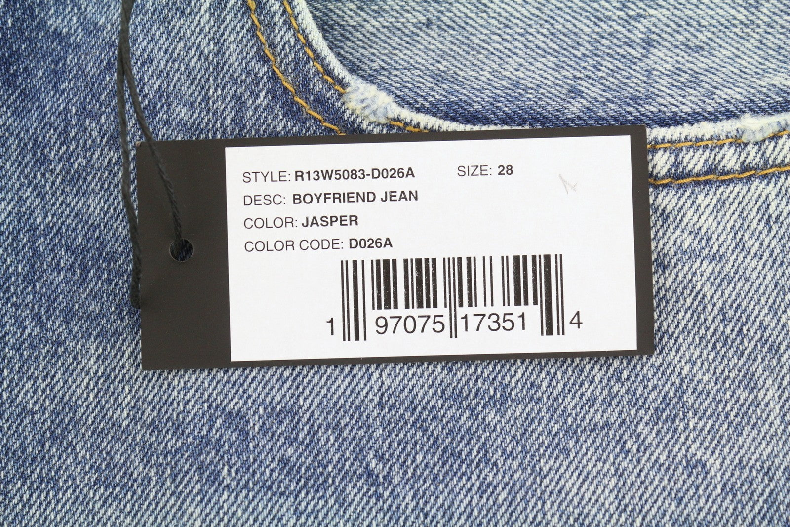 R13 Boyfriend moteriški džinsai 28 Jasper ūsai išblukę trumpinti mėlyni PF25 RRP699 