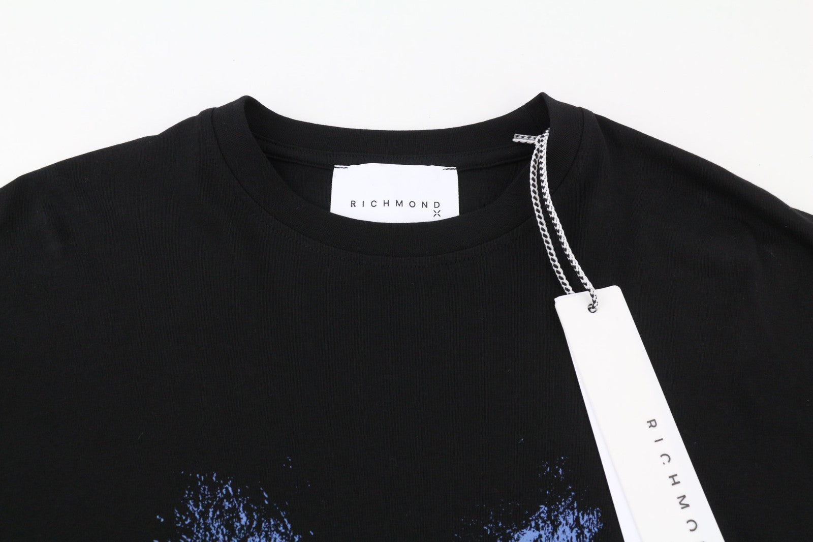 JOHN RICHMOND vyriški marškinėliai M, juodi, dideli, tamprūs, tamprūs, trumpomis rankovėmis, laisvalaikio stiliaus 