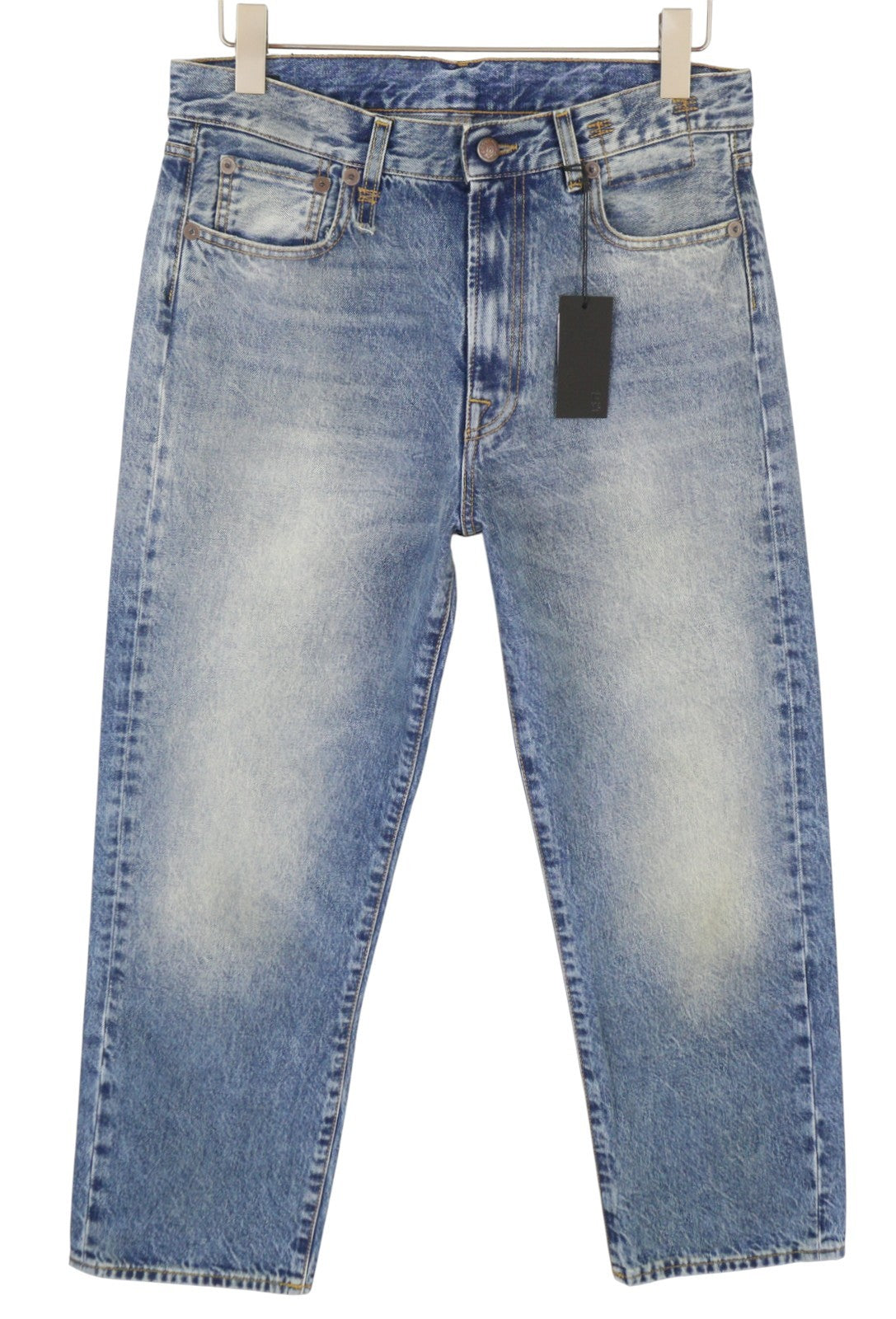 R13 Boyfriend Women Jeans 28 Jasper Cropped Whiskers Washed Blue FW25 RRP699