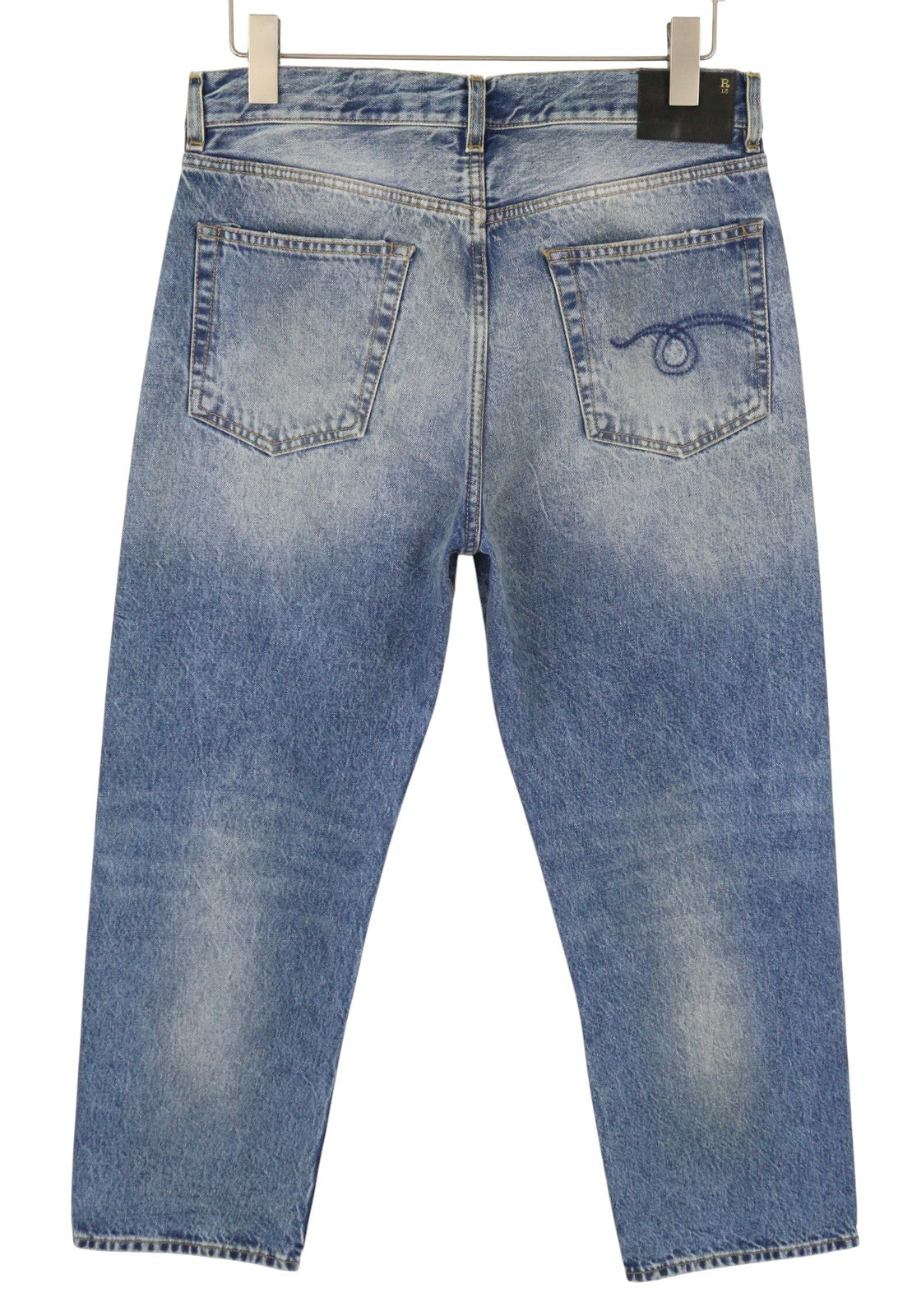 R13 Boyfriend moteriški džinsai, 28 Jasper trumpinti ūsai, skalbtos mėlynos spalvos, FW25, RRP699 