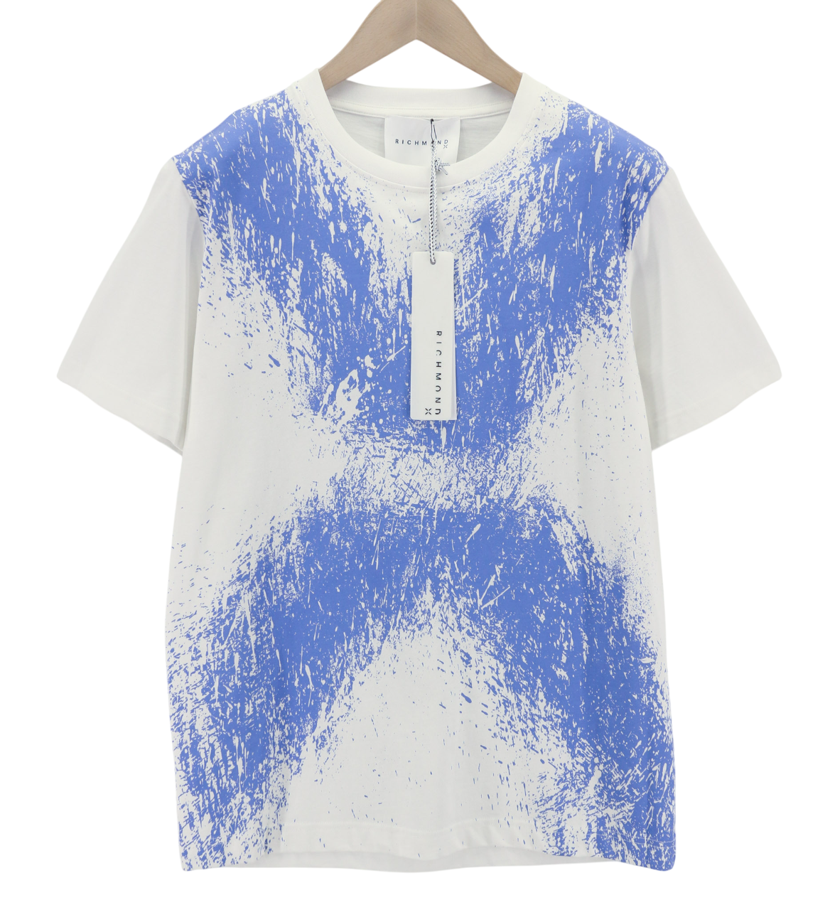 JOHN RICHMOND Men's T-Shirt M White Crew Printed Short Sleeve All Seasons