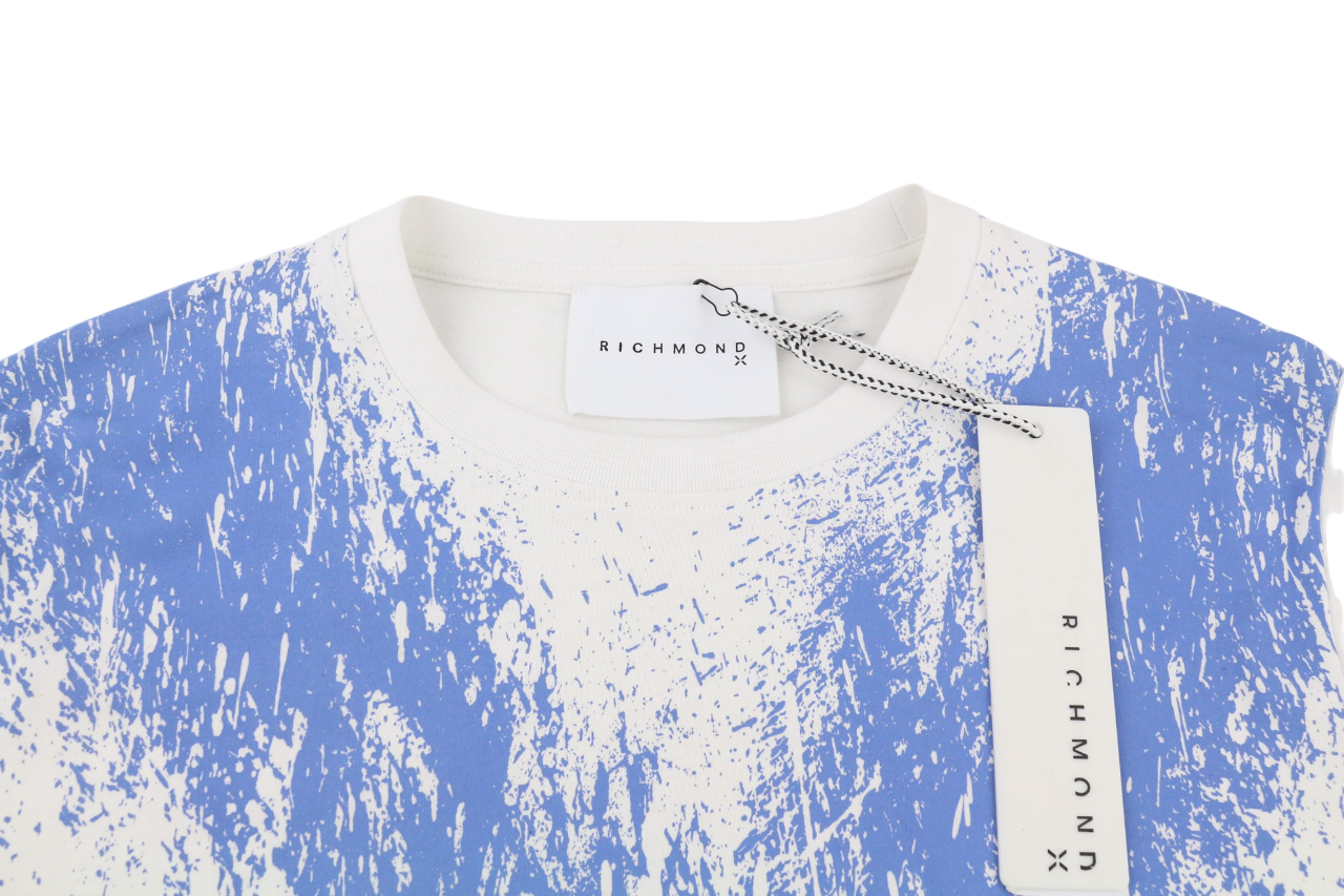 JOHN RICHMOND Men's T-Shirt M White Crew Printed Short Sleeve All Seasons